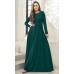 Solid Color Puff Sleeve O  neck Maxi Dress With Belt