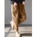 Women Corduroy Elastic Waist Simple Casual Comfortable Pants With Front Pockets