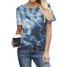 Tie  dye Print Round Neck Short Sleeve Loose Casual T  shirts Women