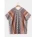 Women Printed Cardigan Shawl V  neck Batwing Sleeve Sweaters with Pocket