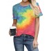 Tie  dye Print Round Neck Short Sleeve Loose Casual T  shirts Women