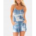 Tie  dye Print Sleeveless Casual Short Jumpsuits