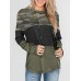 Women Christmas Elk Stripe Patchwork Casual Long Sleeve Drawstring Hoodies