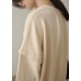 Cute beige crane tops o neck Cinched plus size sweaters