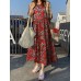 Floral Print Half Sleeve O  neck Loose Dress