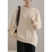 Cute beige crane tops o neck Cinched plus size sweaters