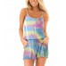 Tie  dye Print Sleeveless Casual Short Jumpsuits