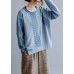 For Work blue crane tops o neck casual knitted blouse