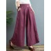 Women Floral Pattern Elastic Waist Casual Wide Leg Pants With Pocket