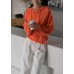 Fashion  orange knitted blouse oversized hooded drawstring knitted tops