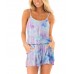 Tie  dye Print Sleeveless Casual Short Jumpsuits