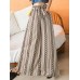 Bohemia Geometric Print High Waist Belted Zipper Wide Leg Pants For Women