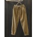 Women Corduroy Solid Simple Vintage Drawstring Elastic Waist Pants